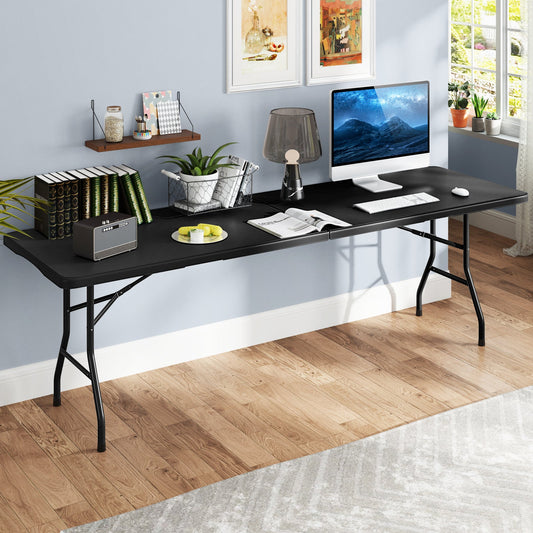 8 ft GemGear portable folding table with HDPE tabletop fold-in-half black on Tampa Home & Garden Store
