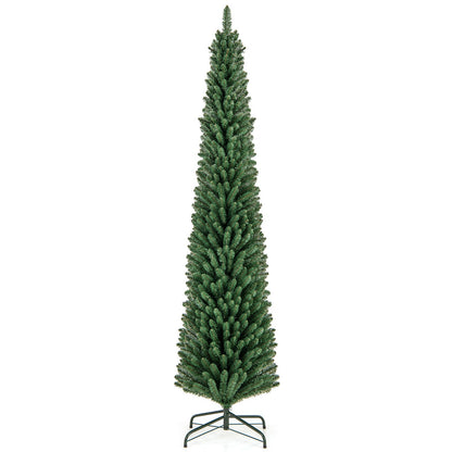 5/6/7/8 ft pencil Christmas tree with memory wire branch tips and upgraded metal stand on Tampa Home & Garden Store