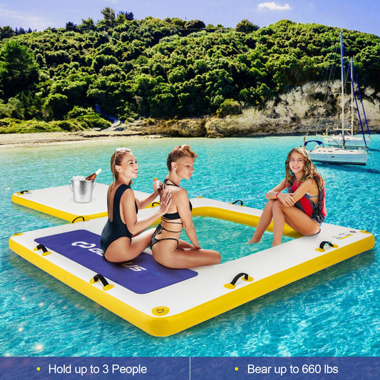 8 ft x 8 ft Inflatable Dock Platform with Mesh Swim Lounge - Tampa Home & Garden Store