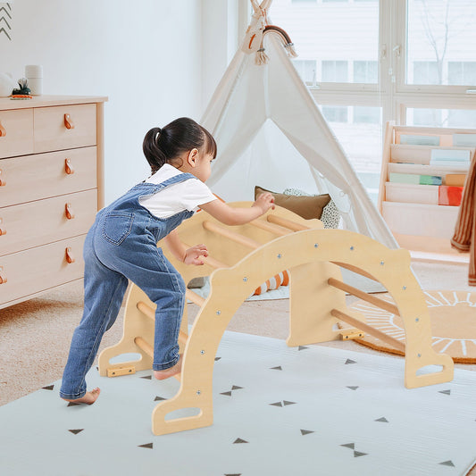 8 in 1 Climbing Arch Sensory Table for Kids with Collapsible Storage Bin for 3+ Years Old-Natural - Tampa Home & Garden Store