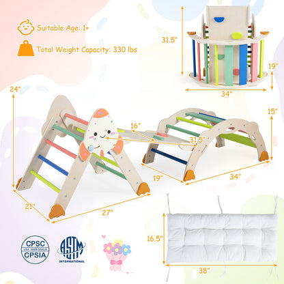 DirectDeals 8-in-1 Foldable Climbing Toy Set rocket-themed wooden frame with colorful rungs on Tampa Home & Garden Store