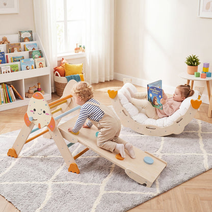 8-in-1 Foldable Climbing Set for Toddlers with Rocket Theme by DirectDeals, wooden frame on Tampa Home & Garden Store