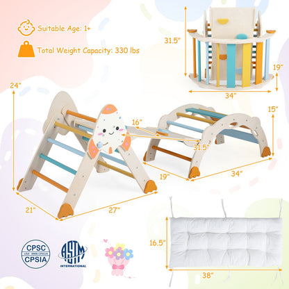 8-in-1 Foldable Climbing Toy Set for Toddlers DirectDeals rocket theme wooden frame pastel rails on Tampa Home & Garden Store