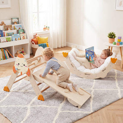 8-in-1 Foldable Climbing Set for Toddlers with Rocket Theme wooden frame by DirectDeals on Tampa Home & Garden Store