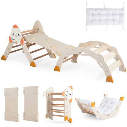 8-in-1 Foldable Climbing Set for Toddlers by DirectDeals with Rocket Theme, wooden climber on Tampa Home & Garden Store
