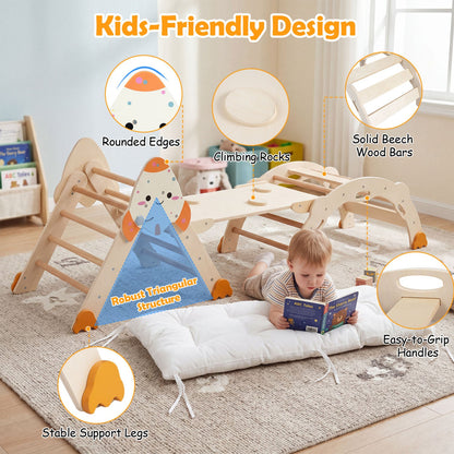 8-in-1 Foldable Climbing Toy Set for Toddlers with Rocket Theme, wooden beech bars, rounded edges on Tampa Home & Garden Store