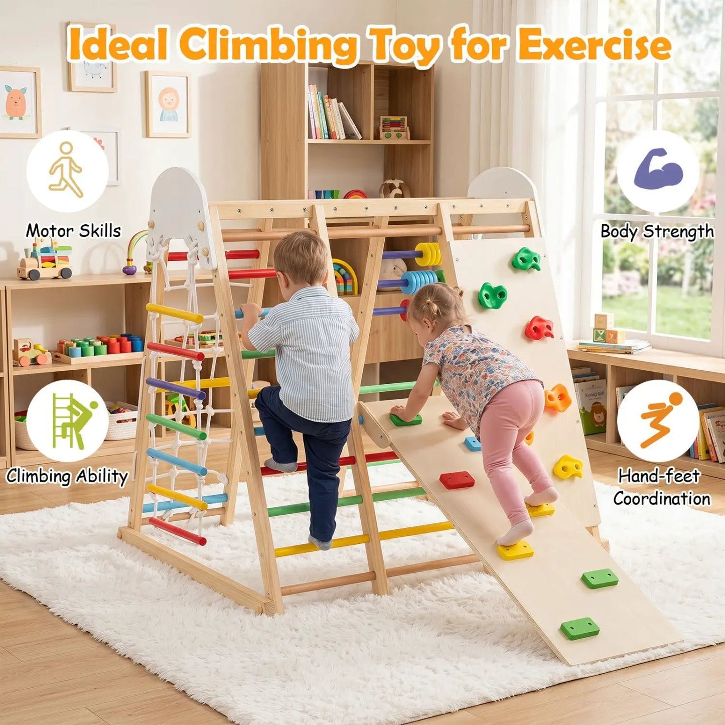 8-in-1 Foldable Jungle Gym With Swing and Bars