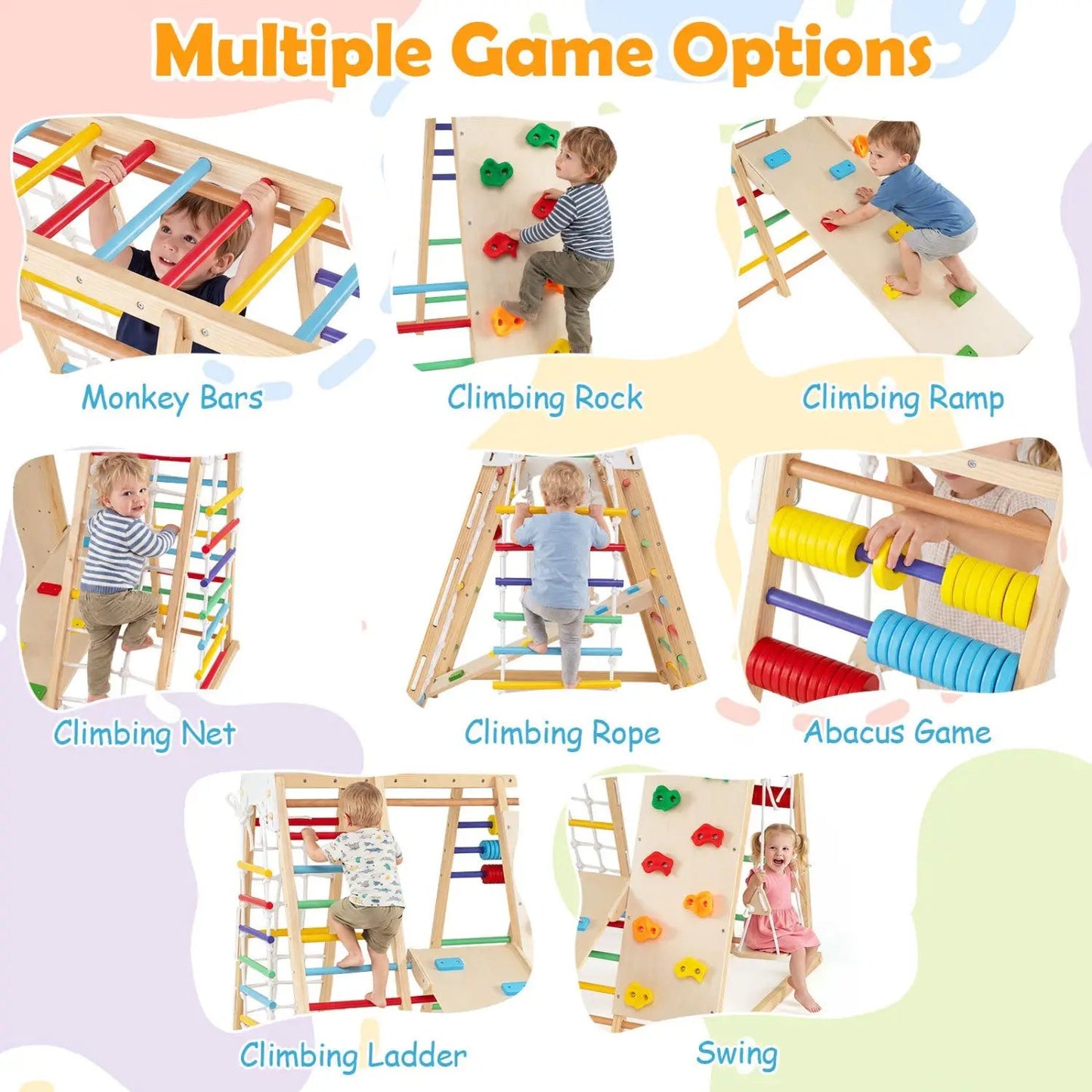 8-in-1 Foldable Jungle Gym With Swing and Bars