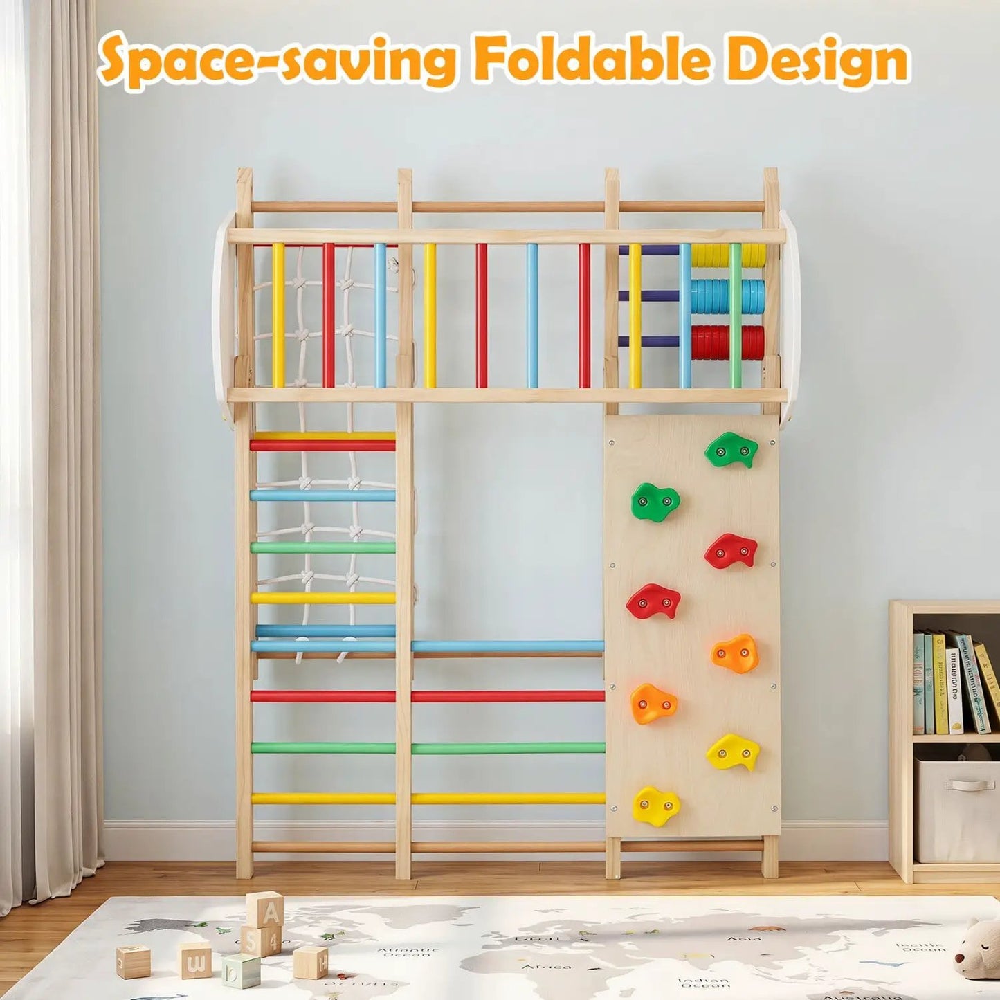 8-in-1 Foldable Jungle Gym With Swing and Bars