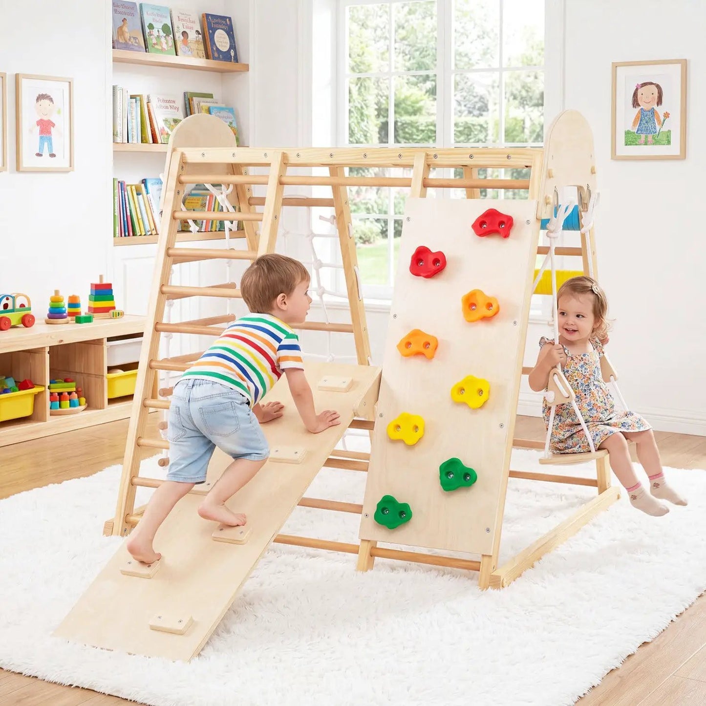 8-in-1 Foldable Jungle Gym With Swing and Bars