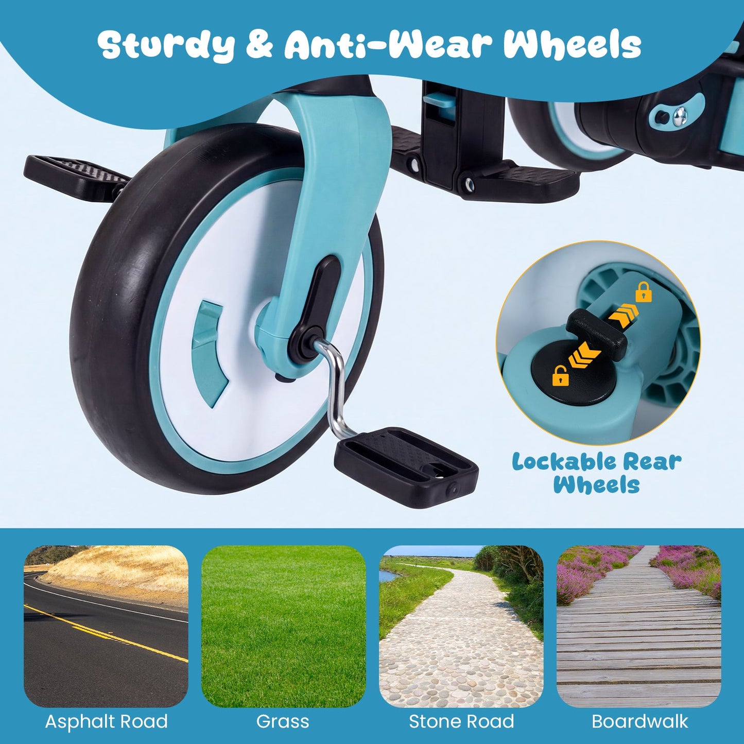 8-in-1 Folding Kids Tricycle with Removable Canopy and Push Handle