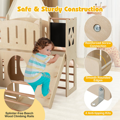 8-in-1 Toddler Slide Wooden Indoor Playground with Climber and Chalkboard DirectDeals on Tampa Home & Garden Store
