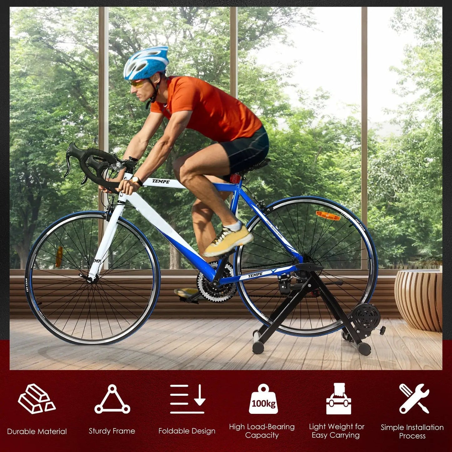 Folding Bike Trainer Stand For 26 To 28 Inches