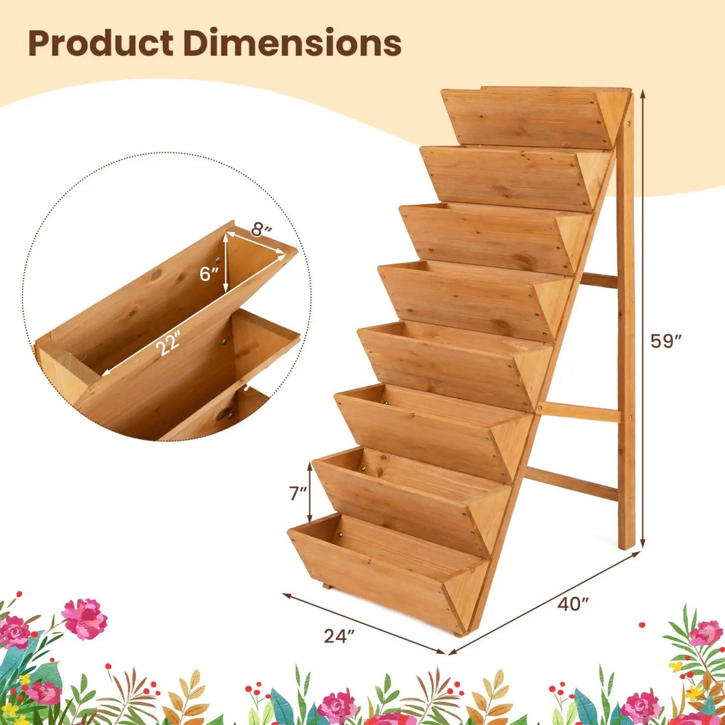8 Tier Vertical Raised Garden Bed with Legs