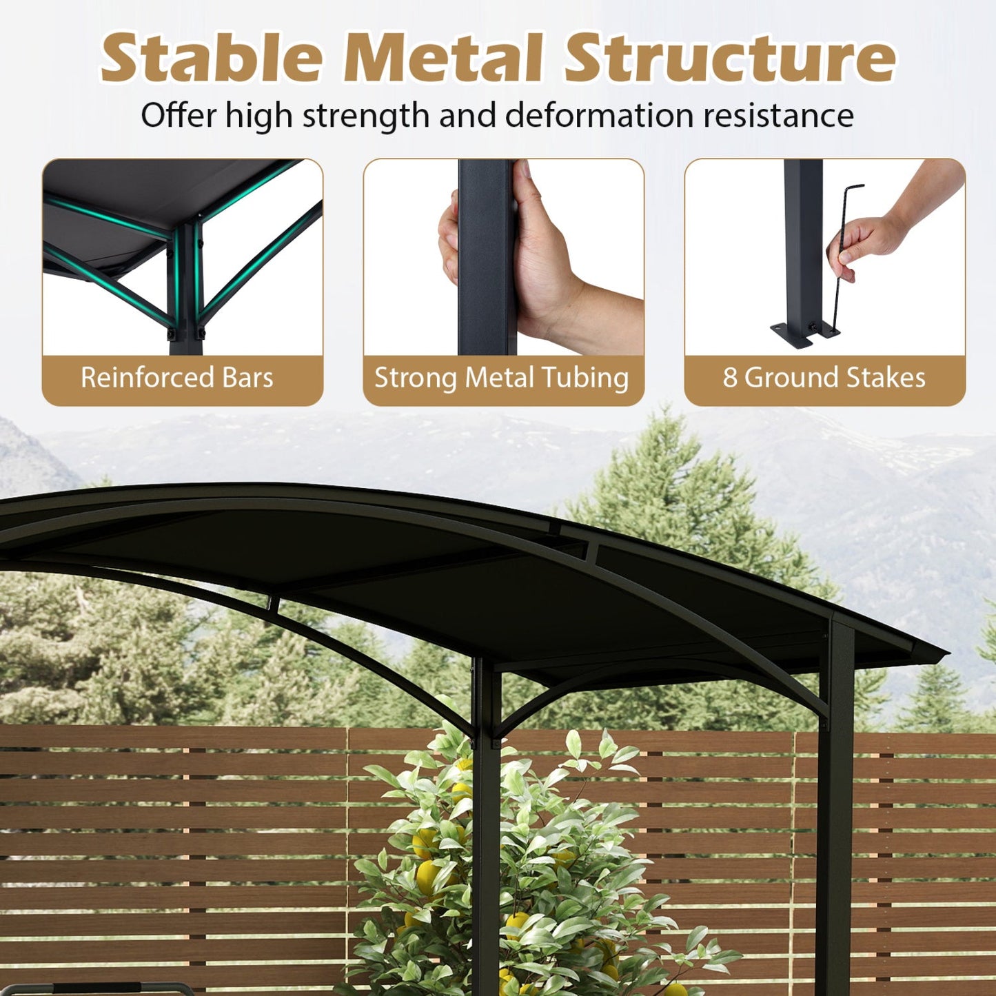 8 by 5 by 7 ft Grill Gazebo Outdoor Canopy