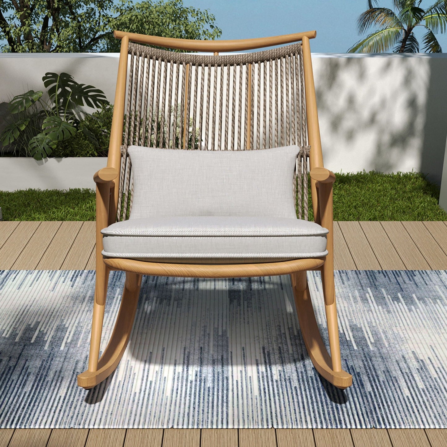 Elegant Outdoor Rocking Chair And Maple Finish