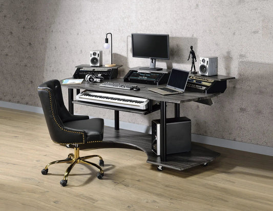 Eleazar Wood Music Recording Studio Desk by Unique Piece Furniture with monitor on Tampa Home & Garden Store