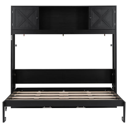 Murphy bed with storage cabinets in black wood finish by HouseOfZazla on Tampa Home & Garden Store