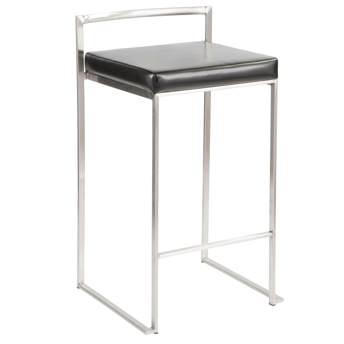 Contemporary stackable counter stool padded black vinyl seat chrome frame HouseOfZazla on Tampa Home & Garden Store