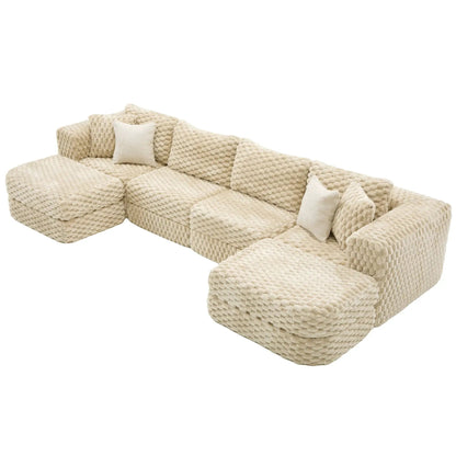 Modular Sectional Sofa with 2 Movable Ottomans
