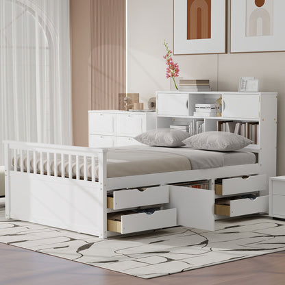 Captain Platform Bed Frame and Bookcase Headboard