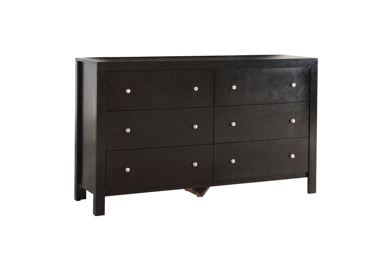 Black HouseOfZazla transitional dresser with safety drawers, 6-drawer storage on Tampa Home & Garden Store