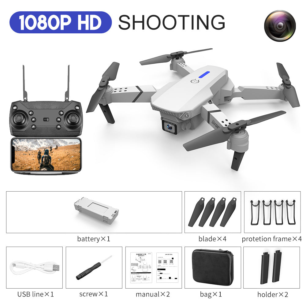 Sell My Stuff E88 white quadcopter drone with HD 4K dual camera and remote controller on Tampa Home & Garden Store