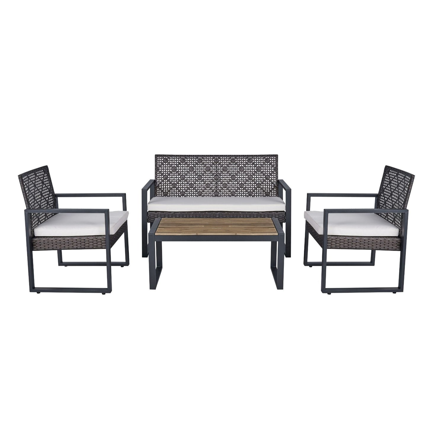 Furniture Set with Acacia Wood Table and Cushions
