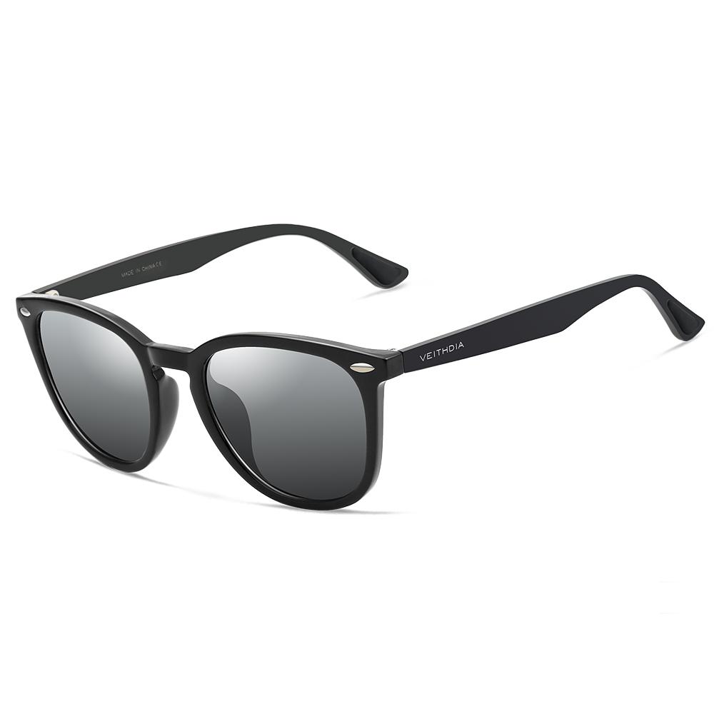 Sunglasses black aluminum+TR90 frame with photochromic mirrored lenses VEITHDIA on temple on Tampa Home & Garden Store