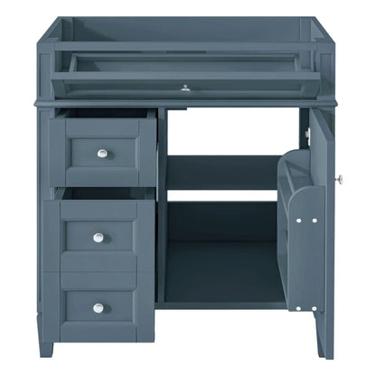 Blue-gray vanity with 2 drawers and tip-out drawer by Unique Piece Furniture on Tampa Home & Garden Store
