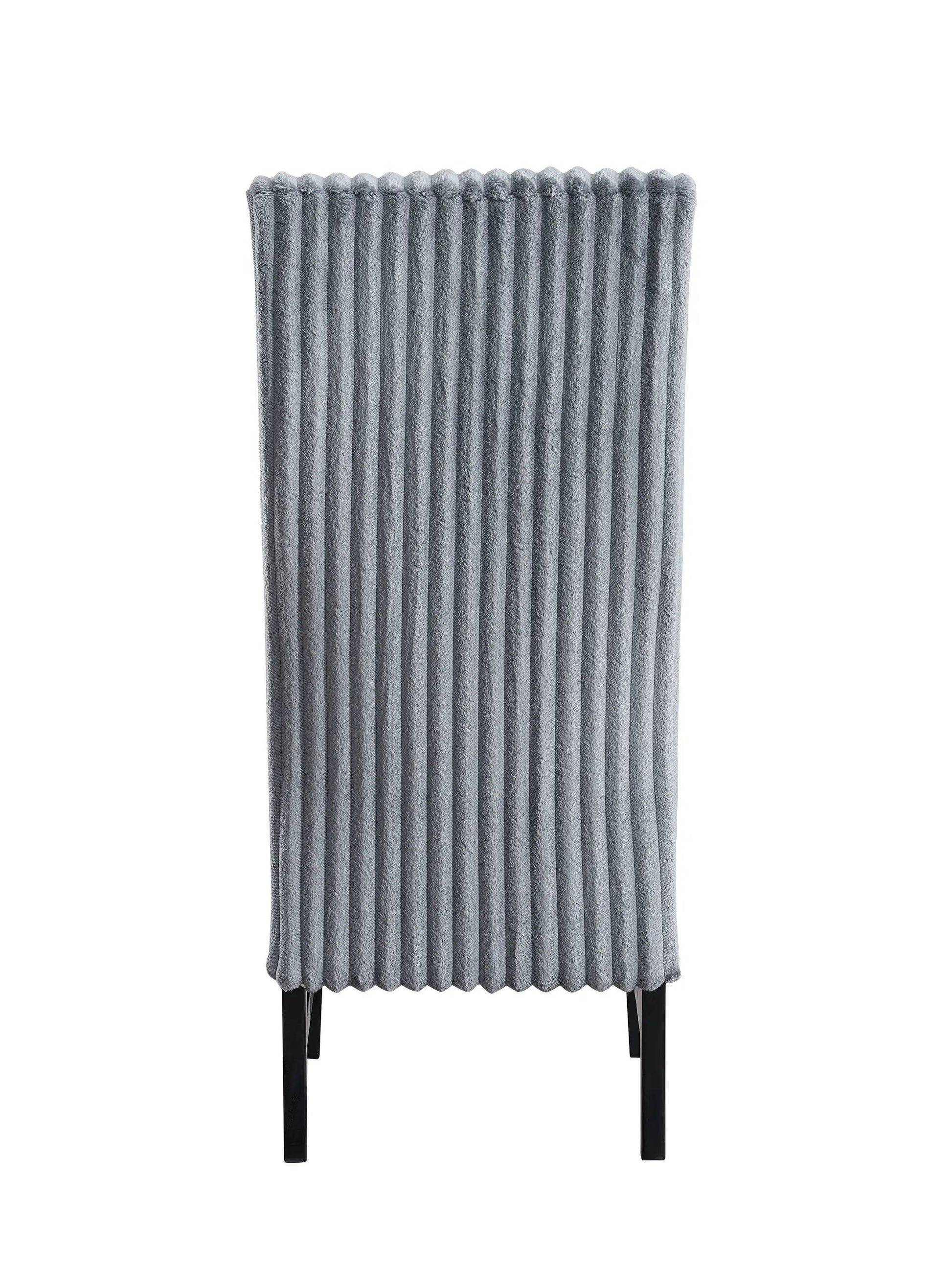 Kini Corduroy Side Chair set of 2 gray corduroy with black legs Unique Piece Furniture on Tampa Home & Garden Store
