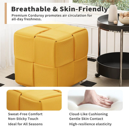 Modern Ottoman Foot Rest with Woven Design