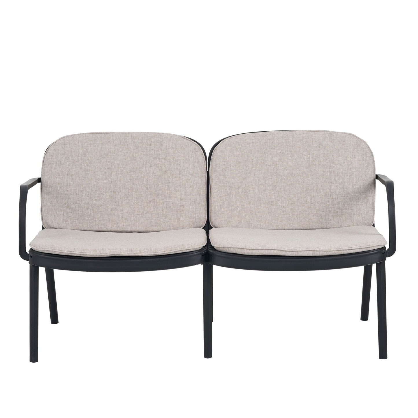 Luna Outdoor Loveseat by HouseOfZazla, beige cushions, 2-seat, black frame on Tampa Home & Garden Store