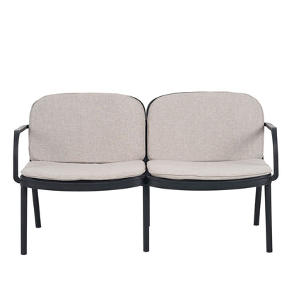 Luna Outdoor Loveseat by HouseOfZazla, beige cushions, 2-seat, black frame on Tampa Home & Garden Store