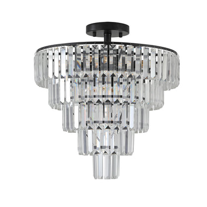 20' Black Crystal Chandelier Ceiling Light, modern luxury 10-light flush mount on Tampa Home & Garden Store