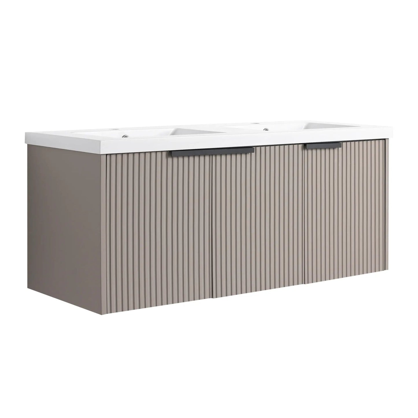 Modern Wall Mounted Vanity With Resin Double Sink