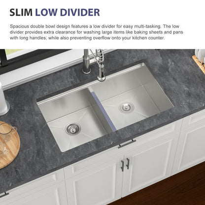 33 Inch Double Bowl And Undermount Stainless Sink