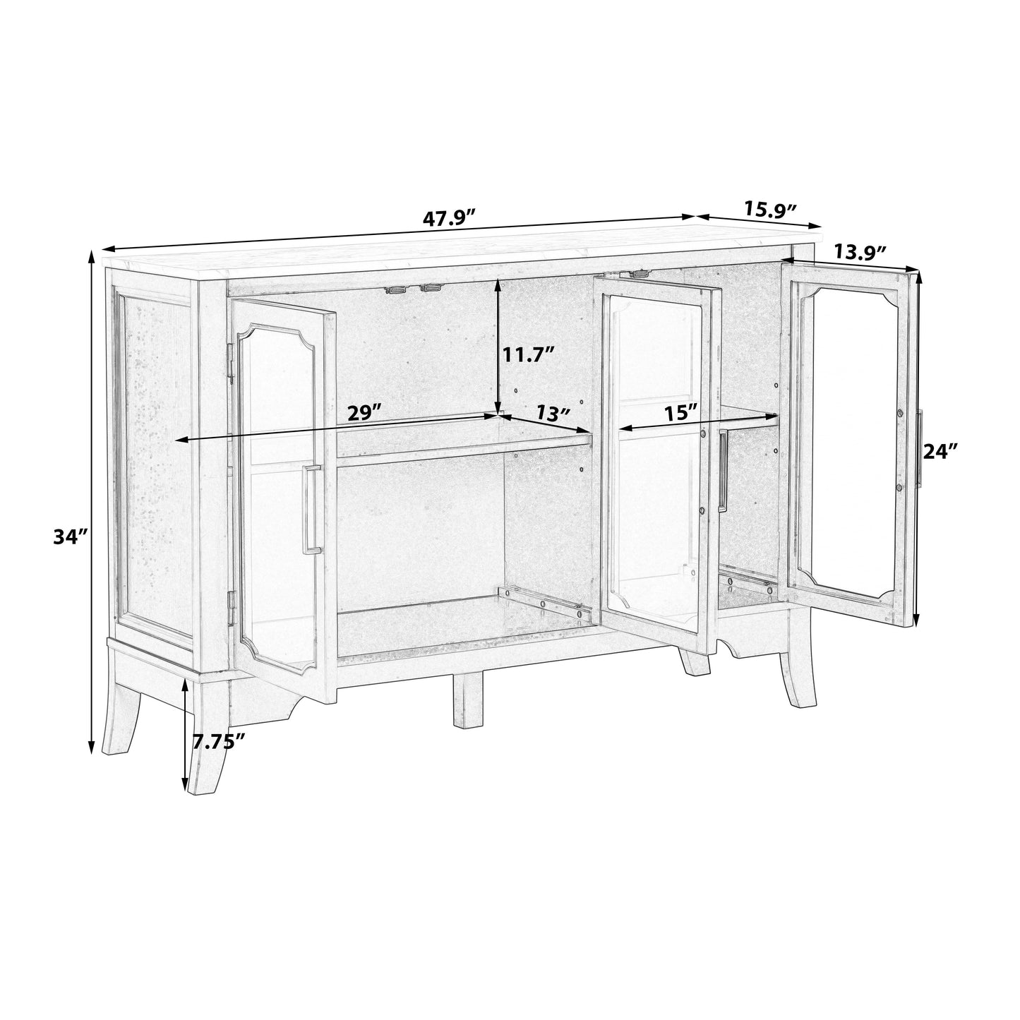 Storage cabinet 3 doors white finish buffet & sideboard furniture by HouseOfZazla on Tampa Home & Garden Store