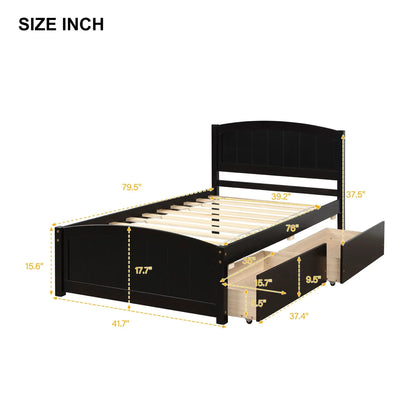 Platform Bed and Headboard With Footboard Slats