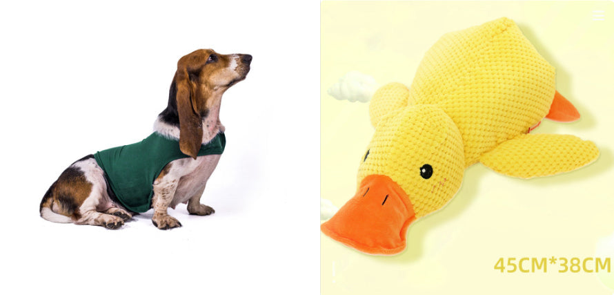 Pet Zen anxiety jacket vest for dogs in green; 2 items: dog vest and yellow duck plush 45CM*38CM on Tampa Home & Garden Store