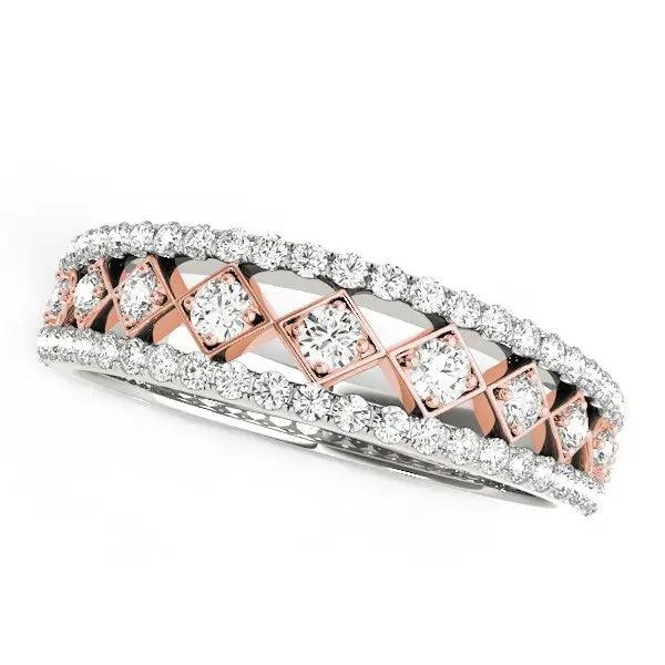Two-tone 14k white and rose gold diamond band ring with pave diamonds, 3/8 cttw on Tampa Home & Garden Store