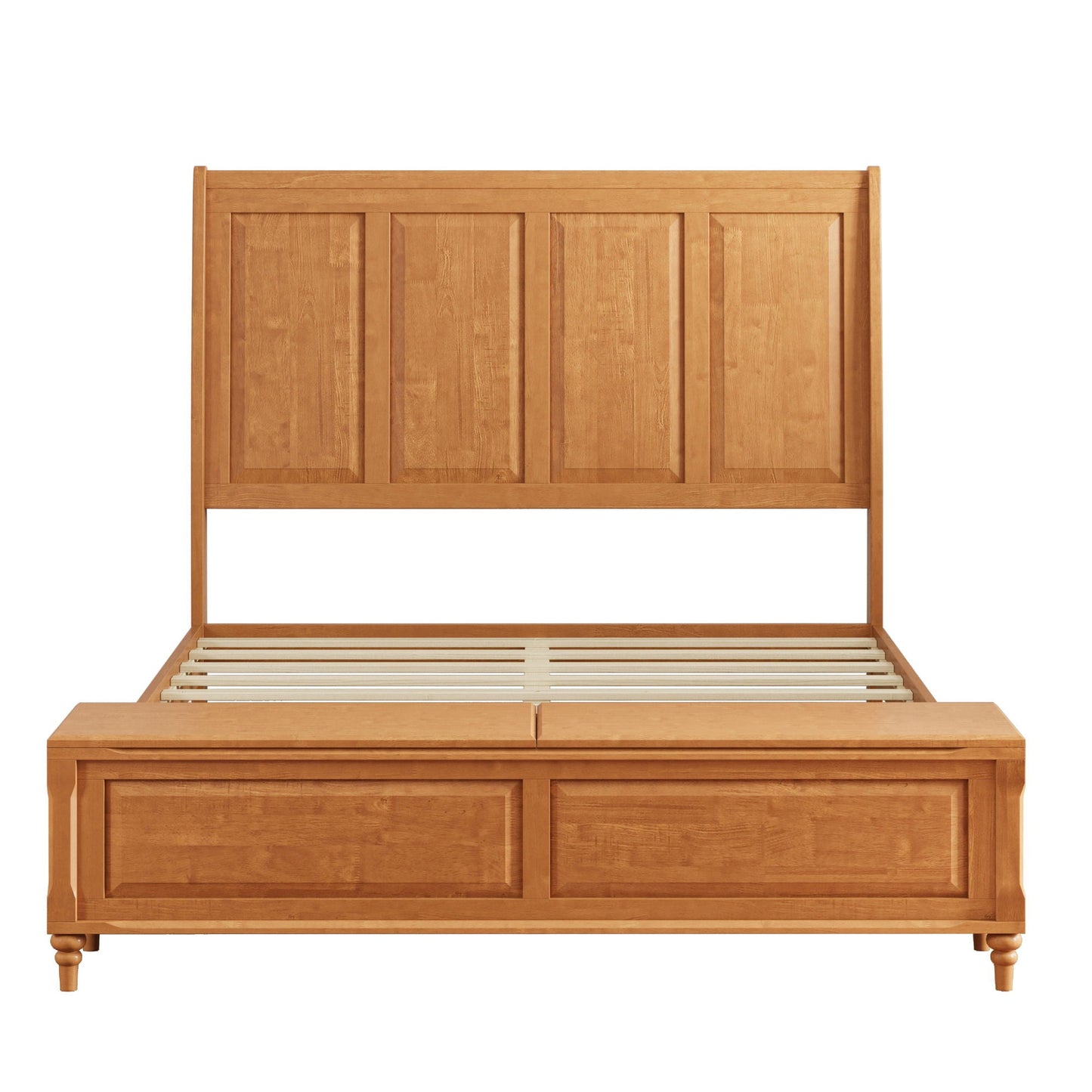 Modern Sleigh Bed with Tall Headboard and Bench
