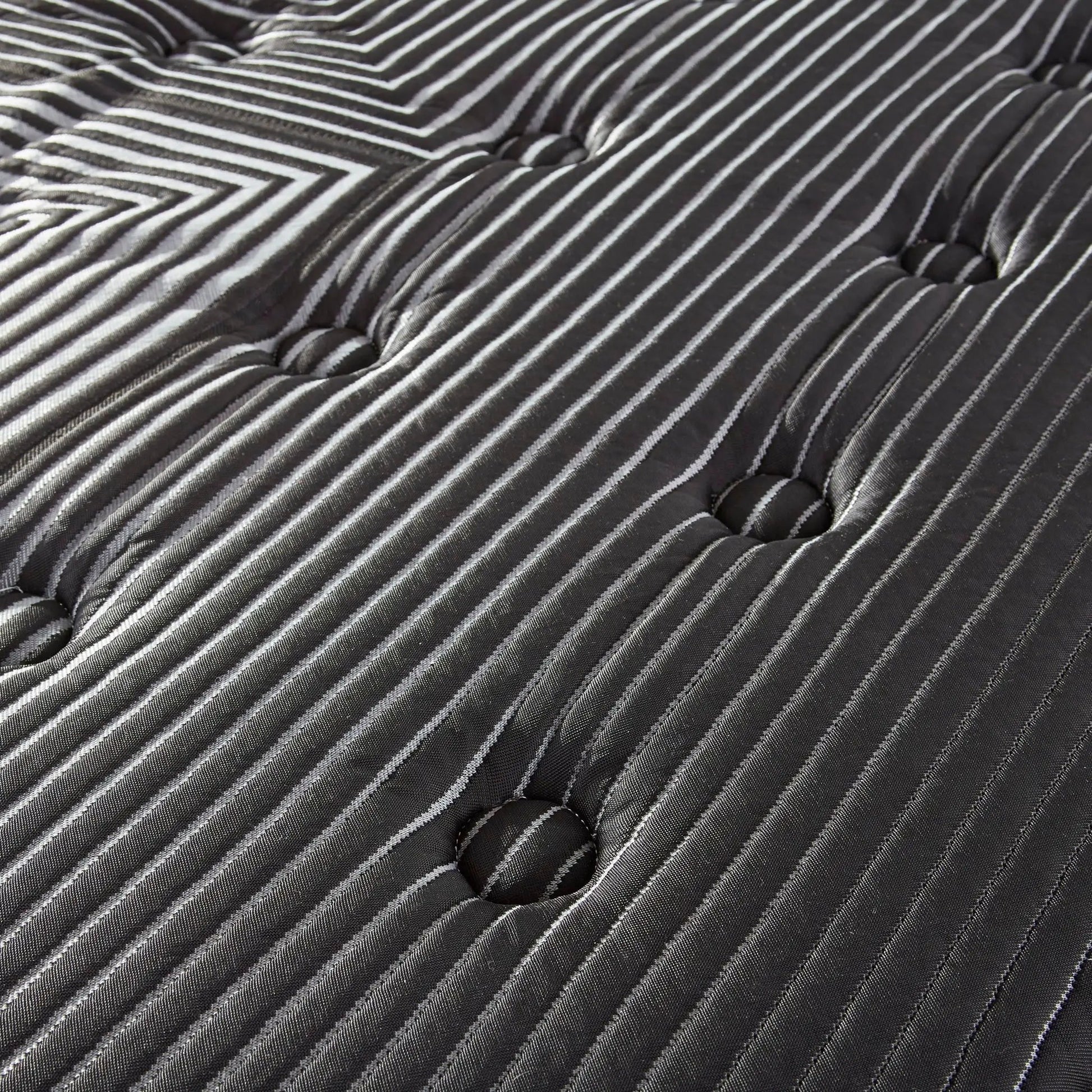 Pure Ice 14in Plush Quilted Mattress by Unique Piece Furniture charcoal gray striped fabric on Tampa Home & Garden Store