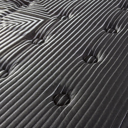 Pure Ice 14in Plush Quilted Mattress by Unique Piece Furniture charcoal gray striped fabric on Tampa Home & Garden Store