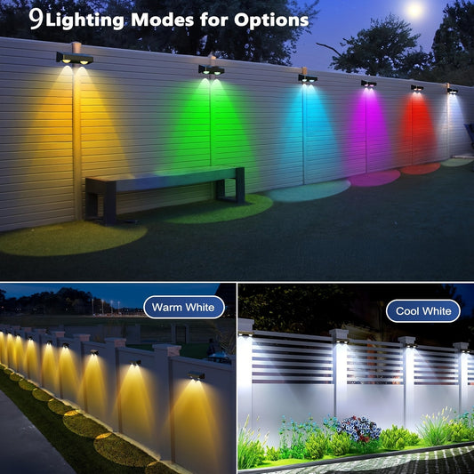 Solar Fence Lights Outdoor – Multicolor Wall Lights for Garden, Yard, Holiday Decor - Tampa Home & Garden Store