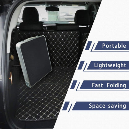 Folding camping table and storage compartment