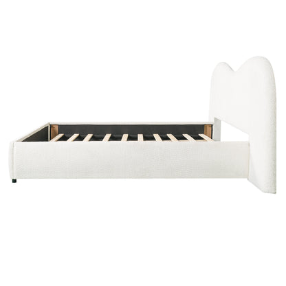 King Size Upholstered Bed with Boucle Headboard