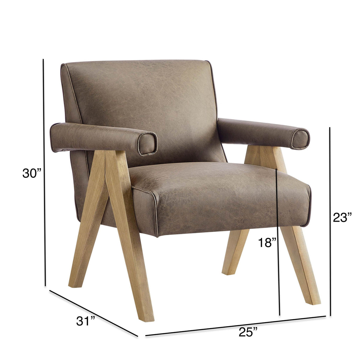 Nessi Arm Chair with solid wood A-frame, brown leather upholstery HouseOfZazla on Tampa Home & Garden Store