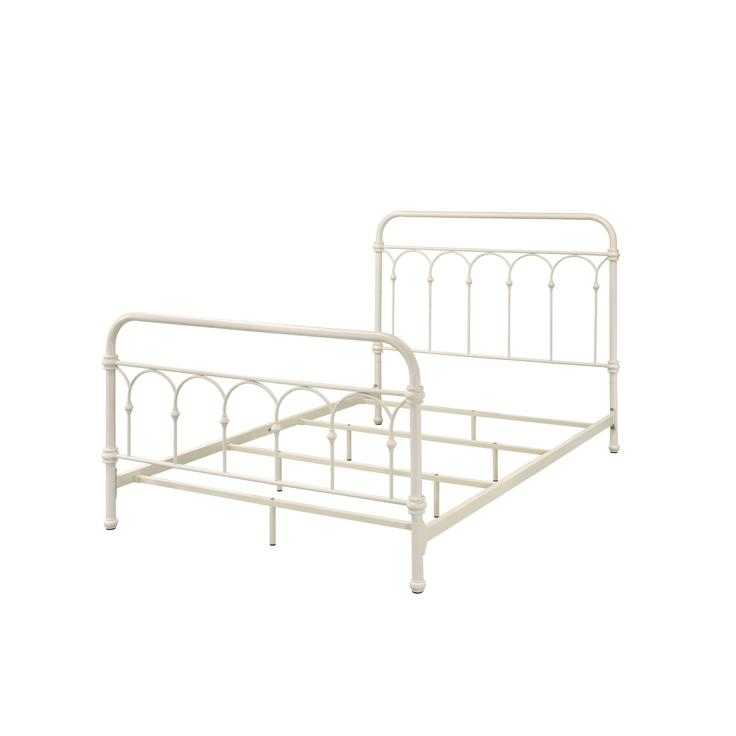 Citron Full Bed by HouseOfZazla – cream metal panel bed frame with decorative circular panels on Tampa Home & Garden Store