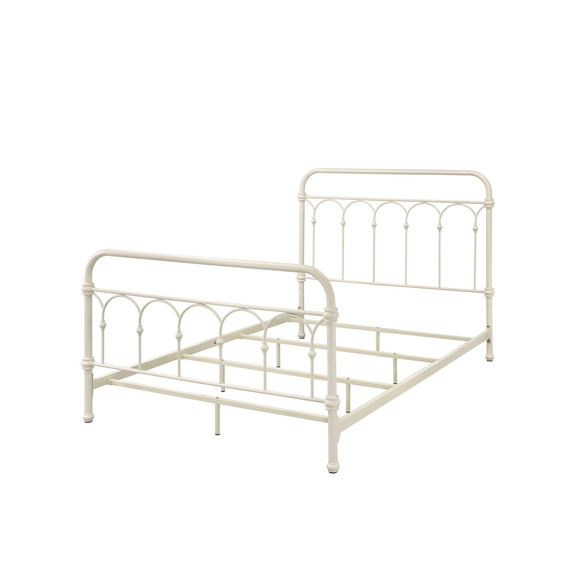 Citron Full Bed by HouseOfZazla – cream metal panel bed frame with decorative circular panels on Tampa Home & Garden Store